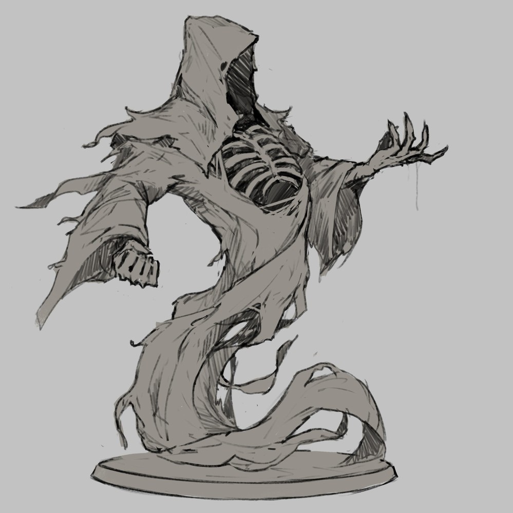 Undead Wraith – 32mm Resin Miniature | D&D 3D Printed Ghost Figure