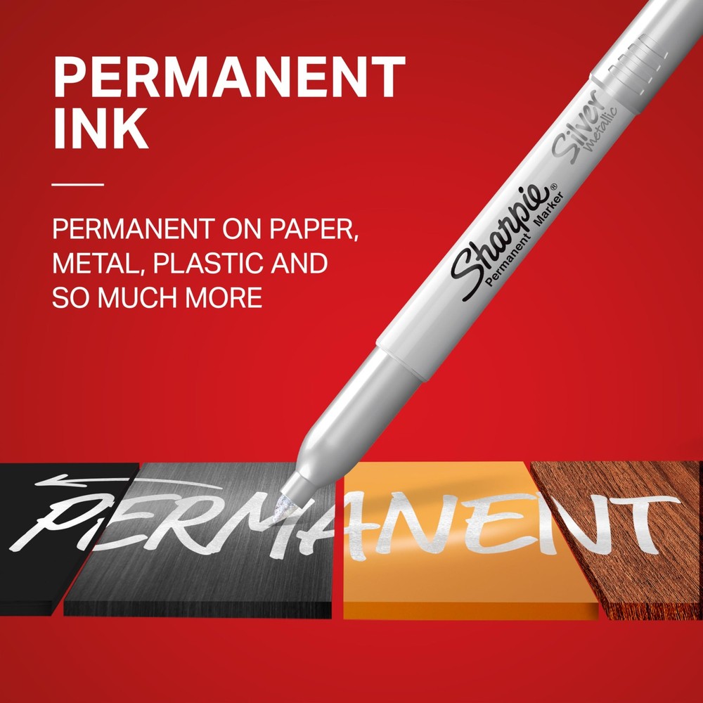 Metallic Permanent Markers Silver Fine Point 4 Pack Black Paper