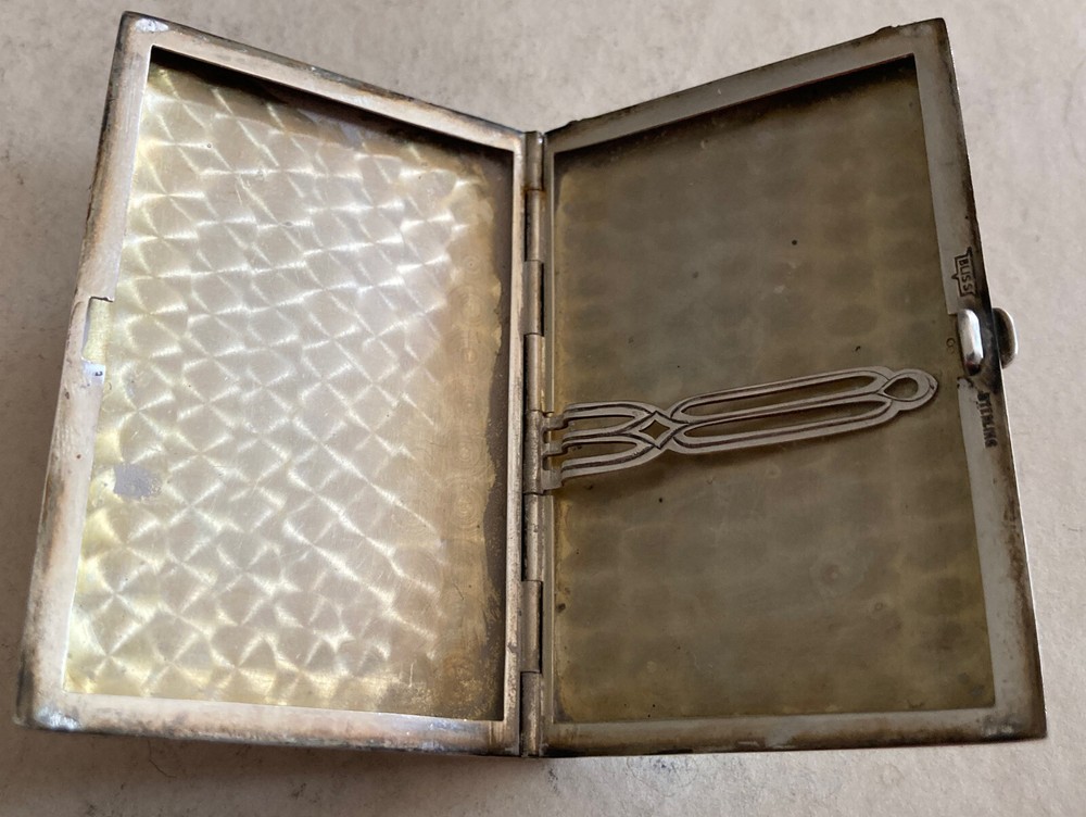 antique Art deco Bliss sterling silver small cigarette case
