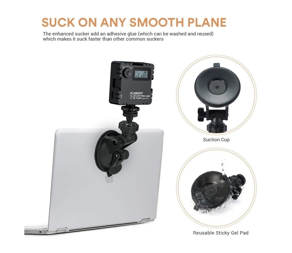 FLASHOOT CL-36 Conference Lighting Kit with Tripod & Suction Cup for Remote Work