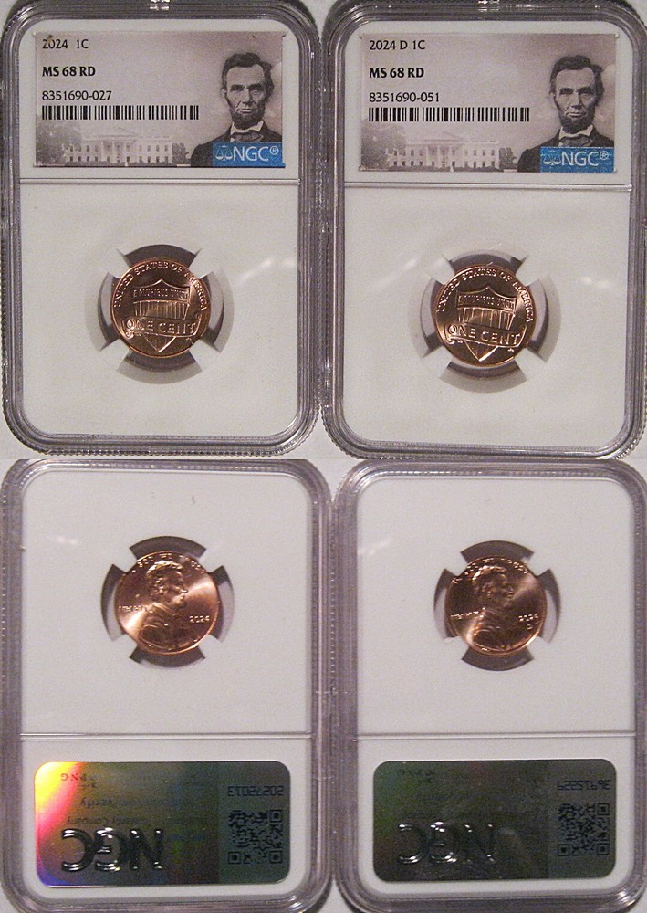 2024 P & D Lincoln SHIELD 1c Cent 2 Coin Set NGC MS 68 RD