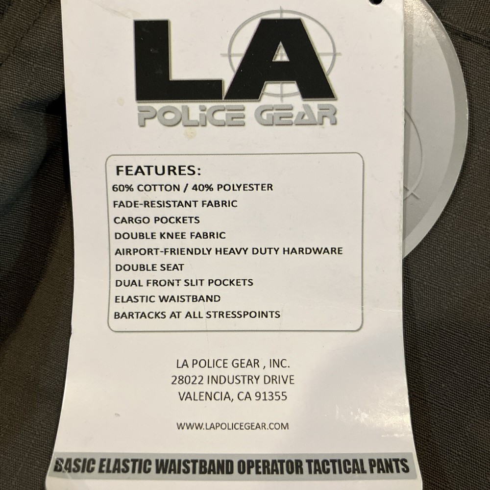 LA Police Gear Elastic Basic Operator Size 30 X 34 Sierra Tactical Pants ￼