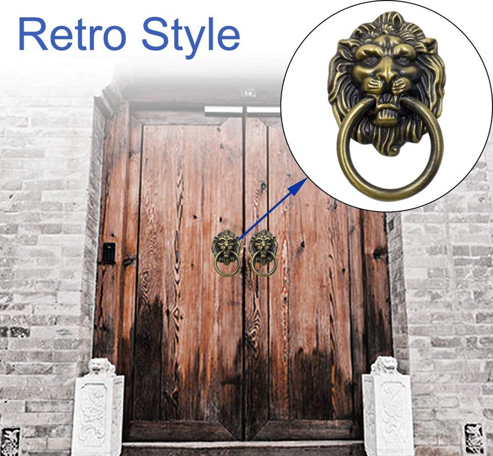 Luomorgo 12 Pack Cabinet Knobs Pulls Lion Head Ring Handle for Bronze