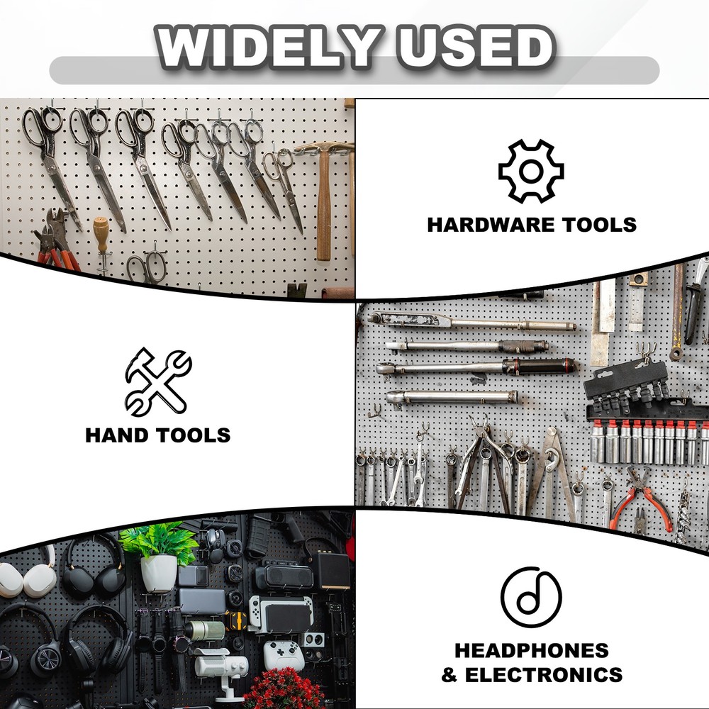 12 Pcs Pegboard Hooks, 3.9" Peg Board Hooks Kit, Black (1mm)