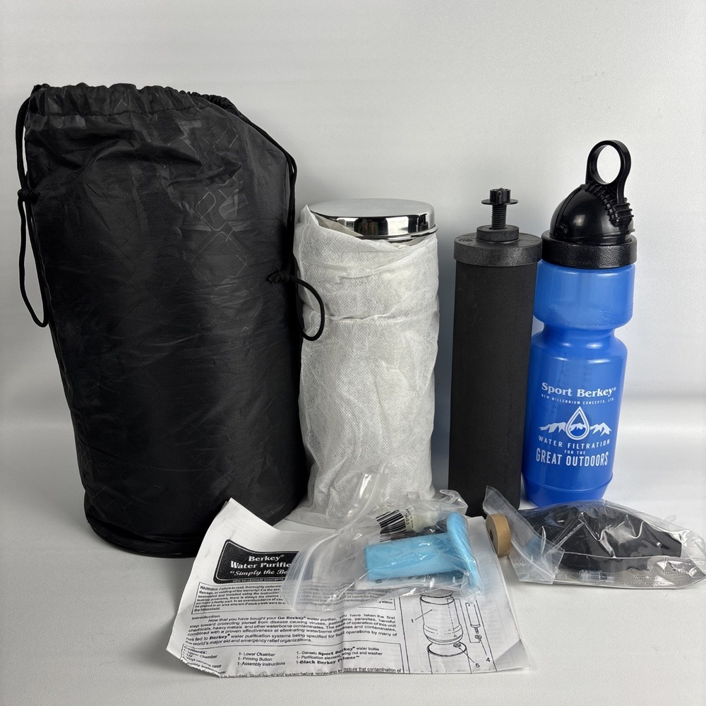 Go Berkey Water Filter Kit with Black Berkey Purification Elem. Filter 1 qt NEW