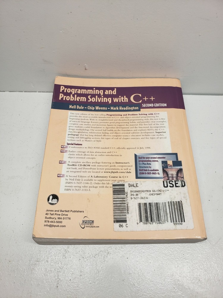 Programming and Problem Solving with C++ Second Edition