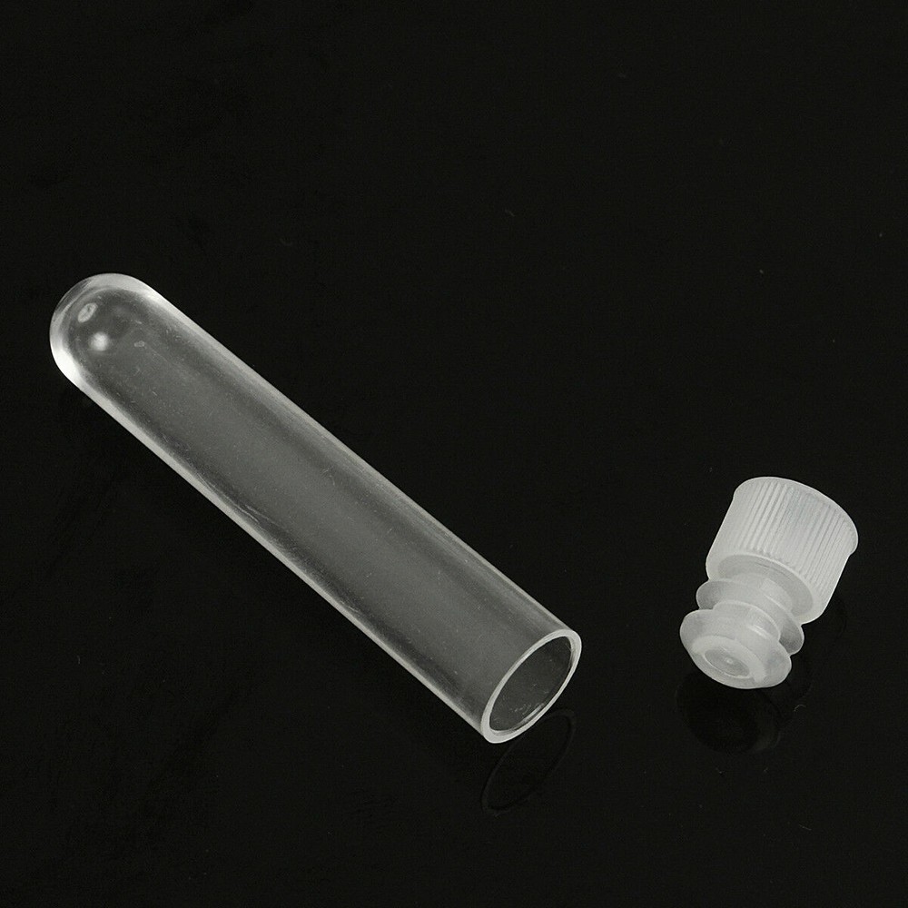 10PCS Clear Plastic Test Tubes Lab Teaching With White Stoppers Small Size