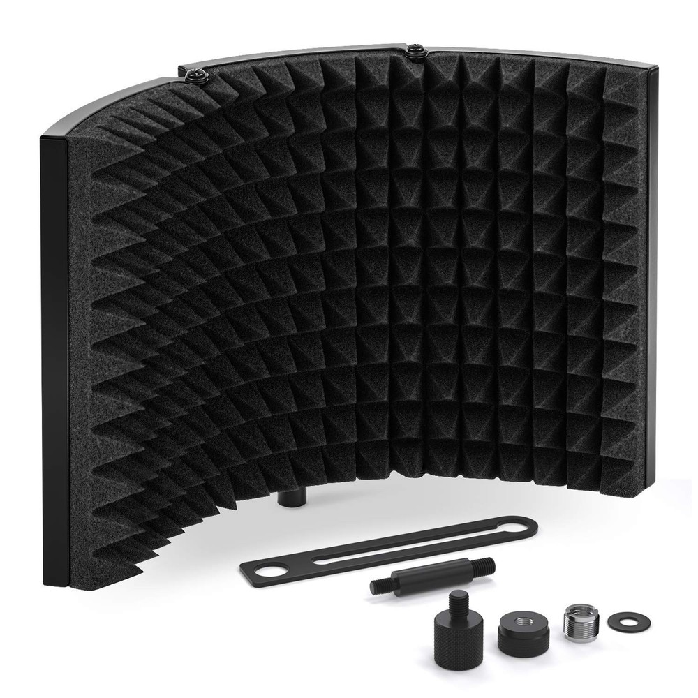 Microphone Isolation Shield, Studio Mic Sound Absorbing Foam Reflector for Any C