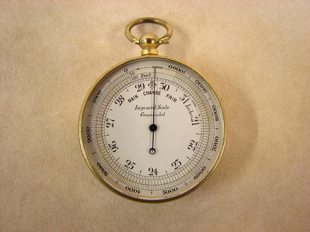 Victorian pocket barometer and compass compendium with Improved Scale dial