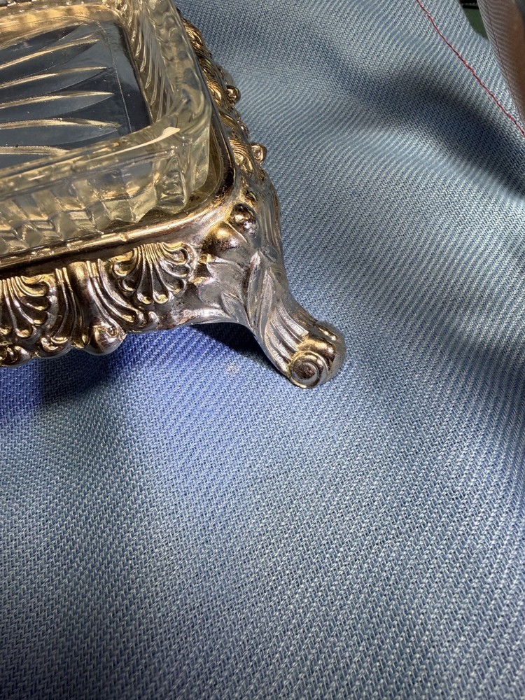 Silver Plated Dish and Base with Legs Antique