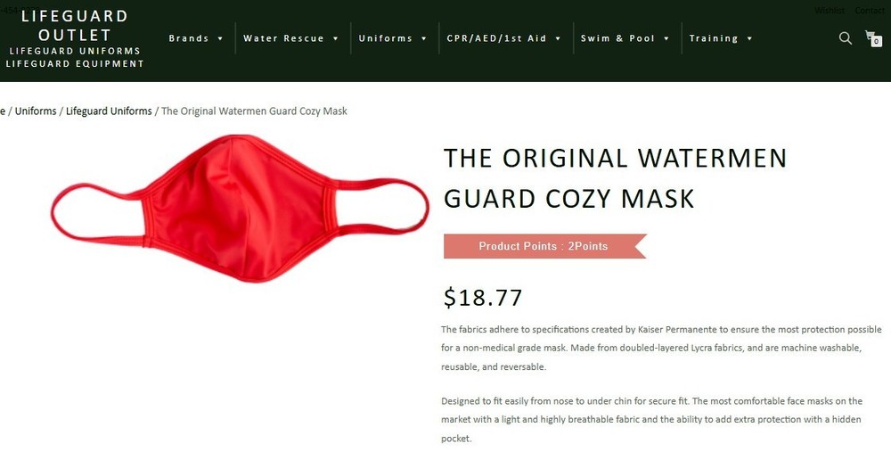 WATERMEN Red Lifeguard Face Mask