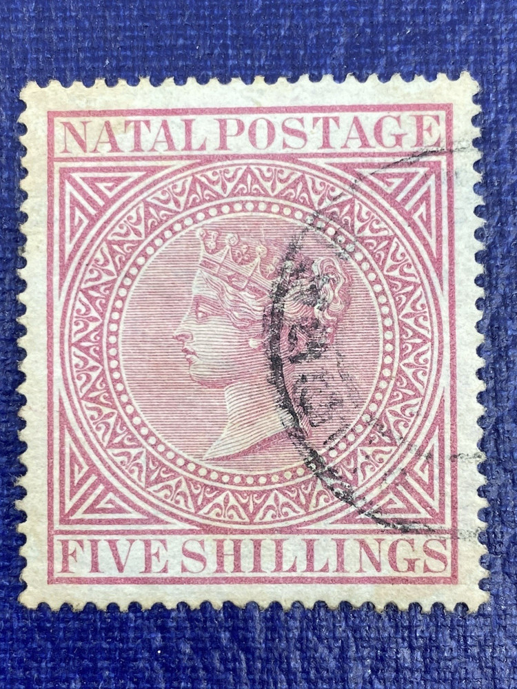 NATAL 1878 Scott 56 Used FIVE SHILLING.