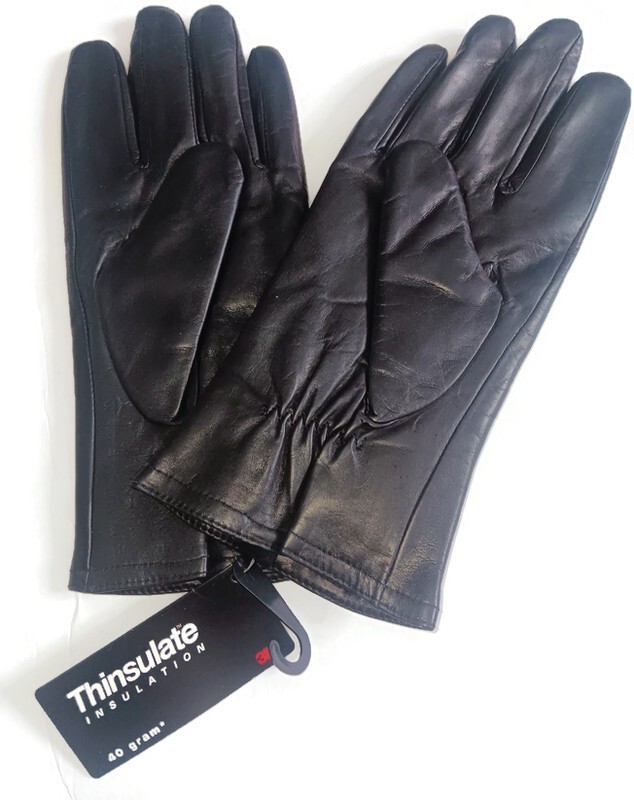 WOMEN'S THINSULATE GENUINE LEATHER GLOVES, BLACK, Large