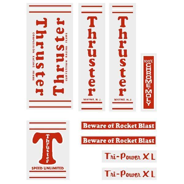 Thruster - TRI POWER XL RED T on CLEAR decal set