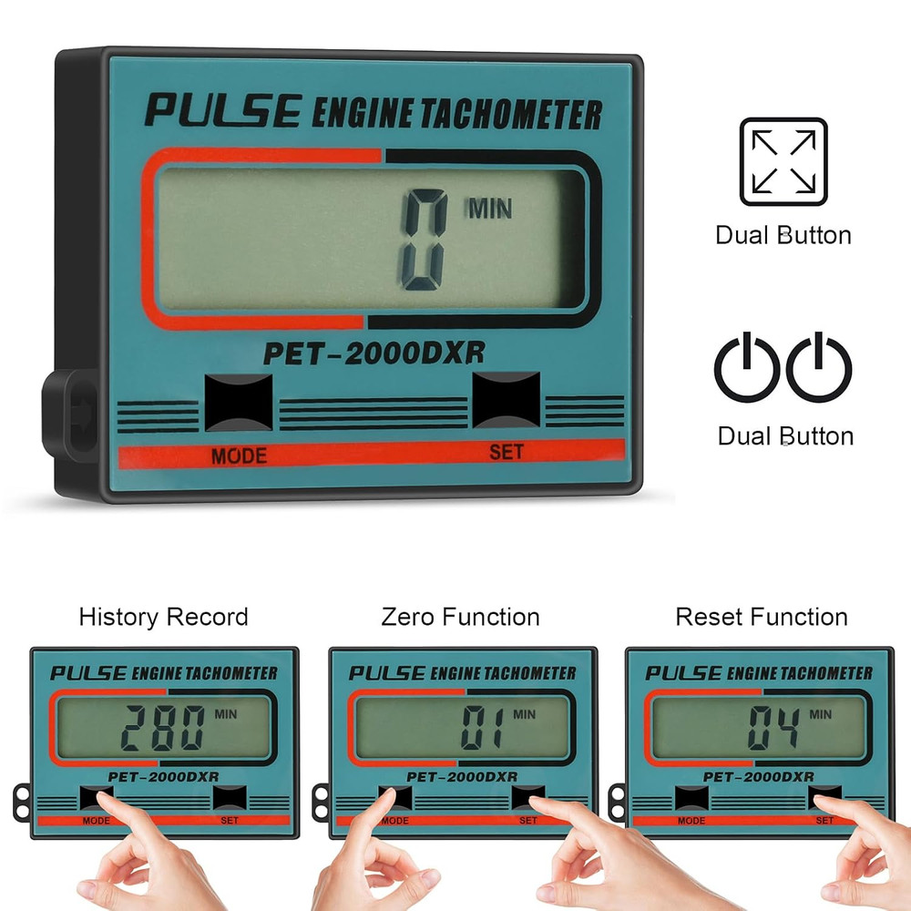 Small Engine Tachometer Digital Chainsaw RPM Gauge Tiny Tach Hour Meter with Cli