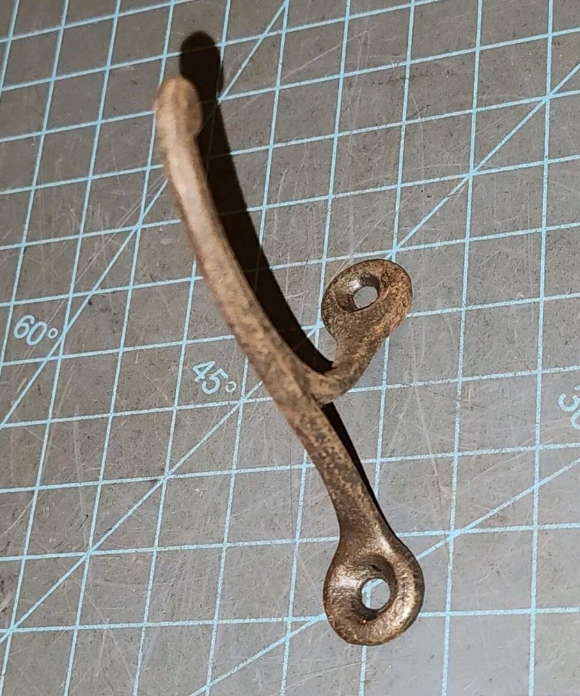 Antique Cast Iron Scroll Tip Small Single Coat Hat Hook - gwW