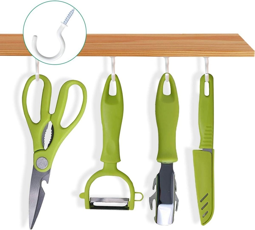 yuntop 12 Pack Vinyl Coated Ceiling Hooks, Multi-Function 1-1/4 Inch, White