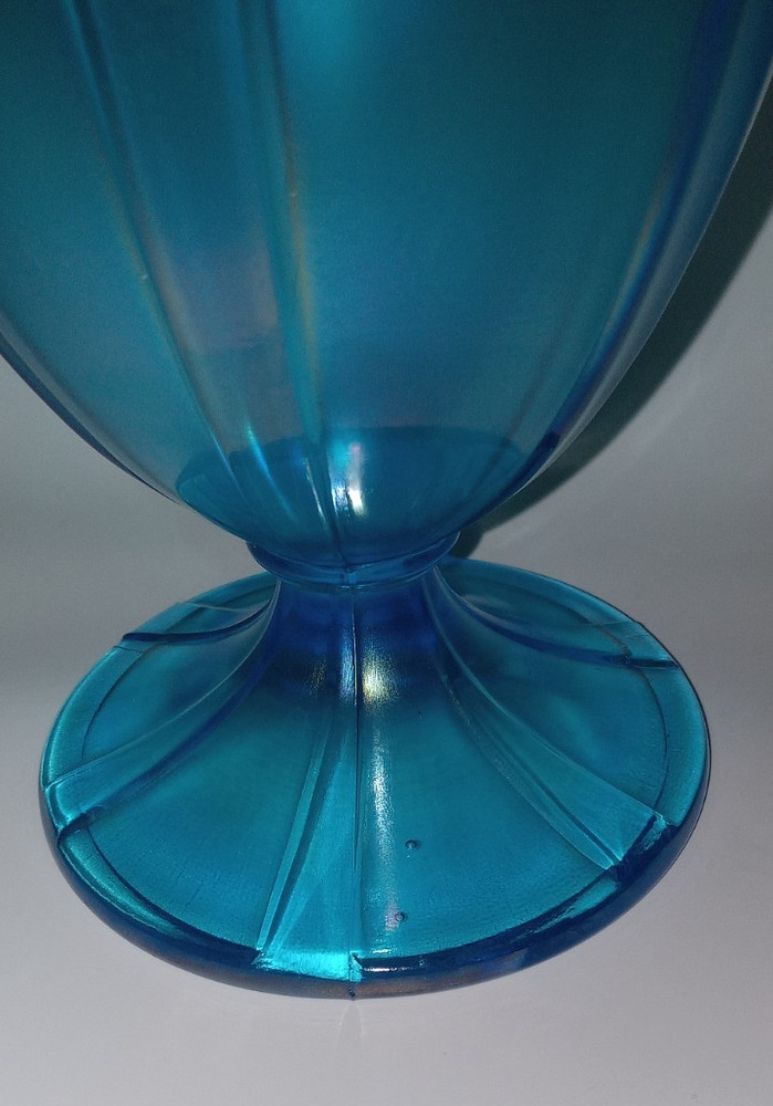 Fenton Celeste Blue Iridized Stretch Glass #1 Pound Footed Candy Jar Bottom