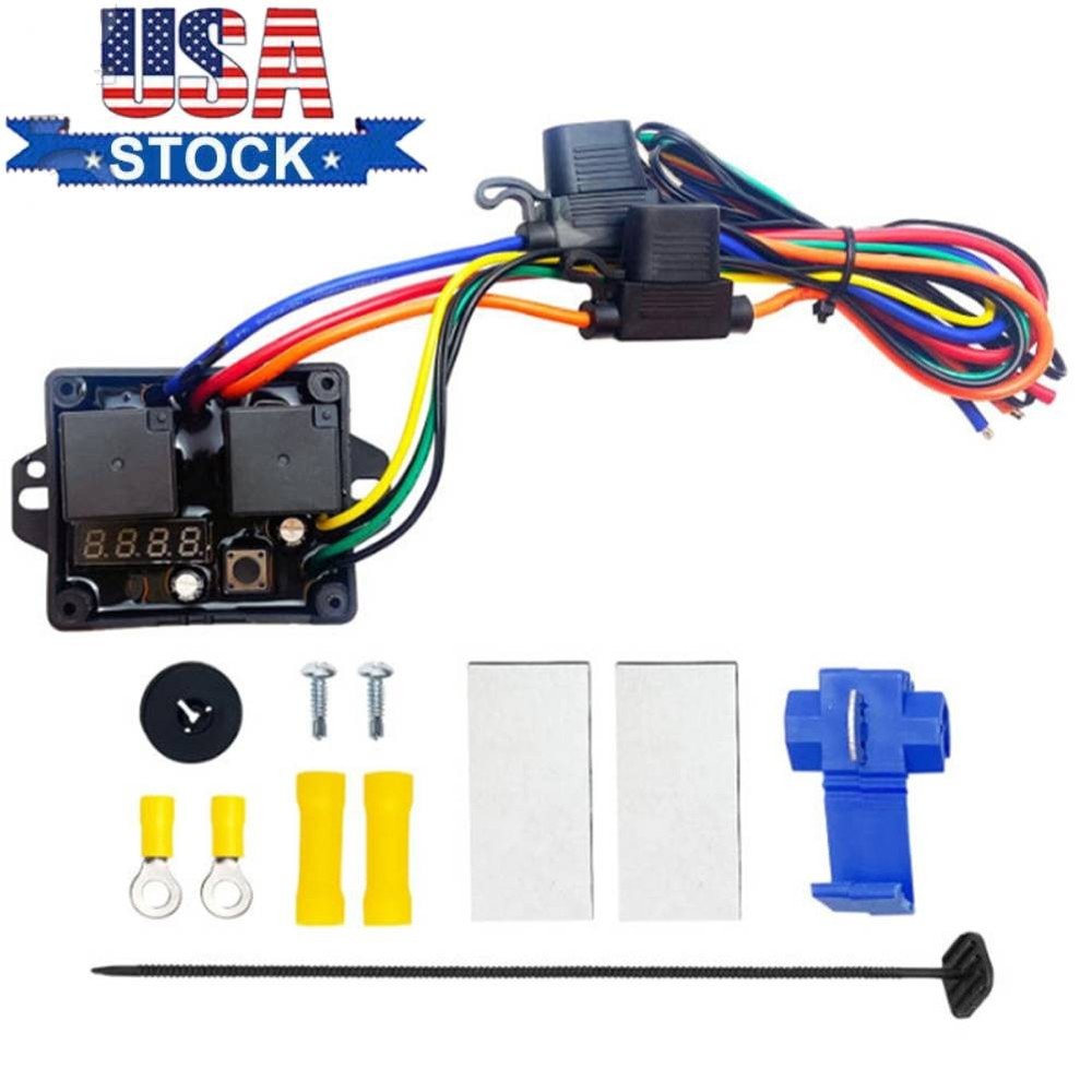 12V/24V Digital Electric Radiator Fan Controller Switch Kit with Adjustable USA