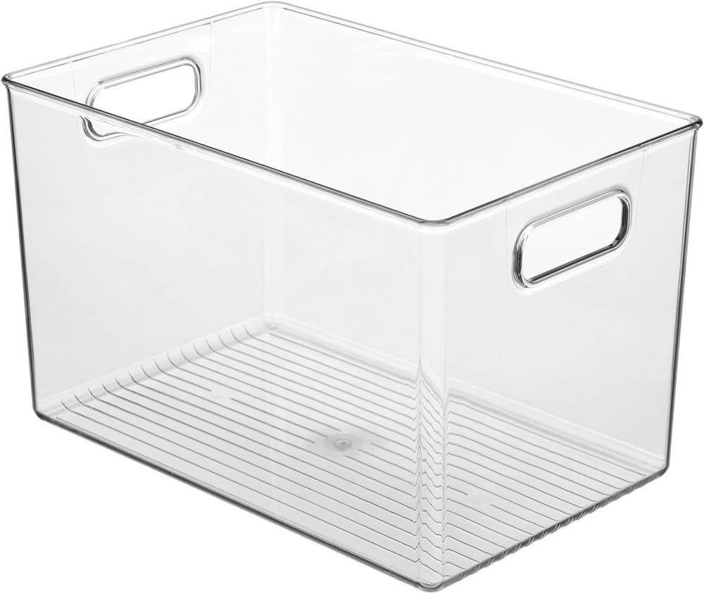 Large Clear Plastic Storage Bin for Bathroom or Vanity, Organizer for Hair Tools