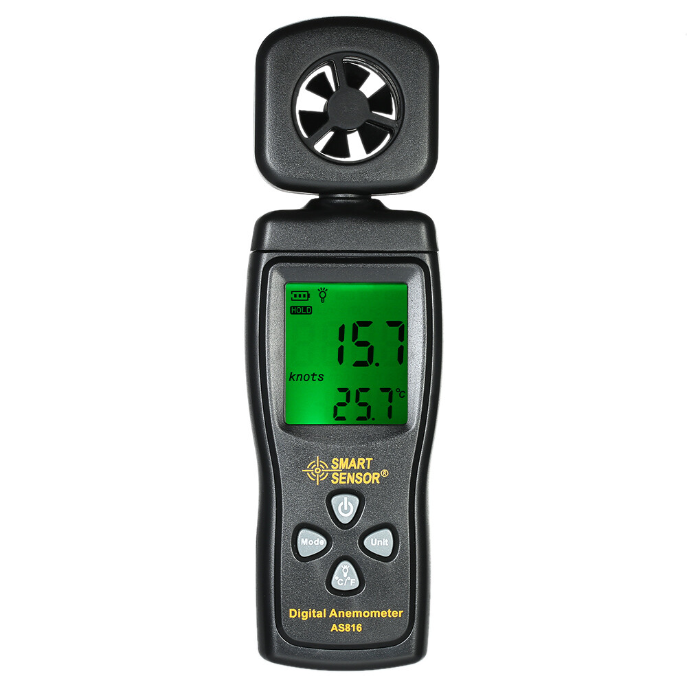SMART SENSOR Mini Anemometer LCD Digital Wind Speed Meter Air Velocity A8M4