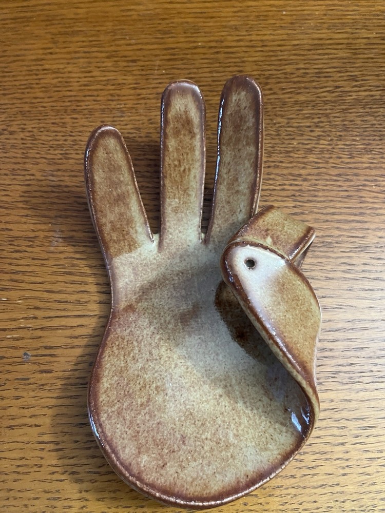 Ceramic glazed Hand Shaped Incense Holder. Meditation.  OM