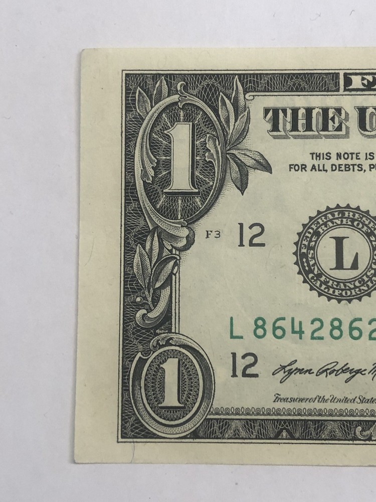 Offset Print Error 2021 Miscut $1 Dollar Circulated Bill