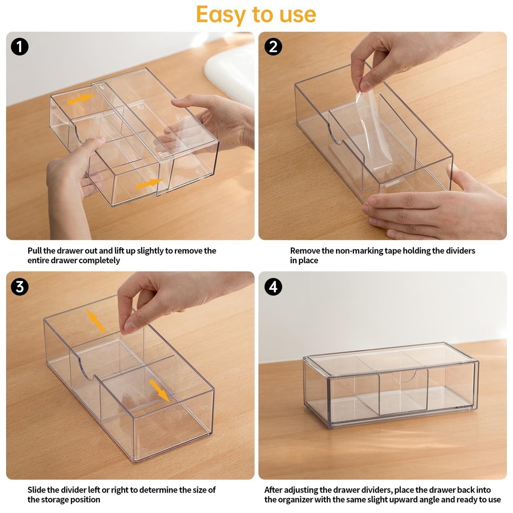 PAVSTINE 3-Pack Stackable Medicine Cabinet Organizer w/ Drawers