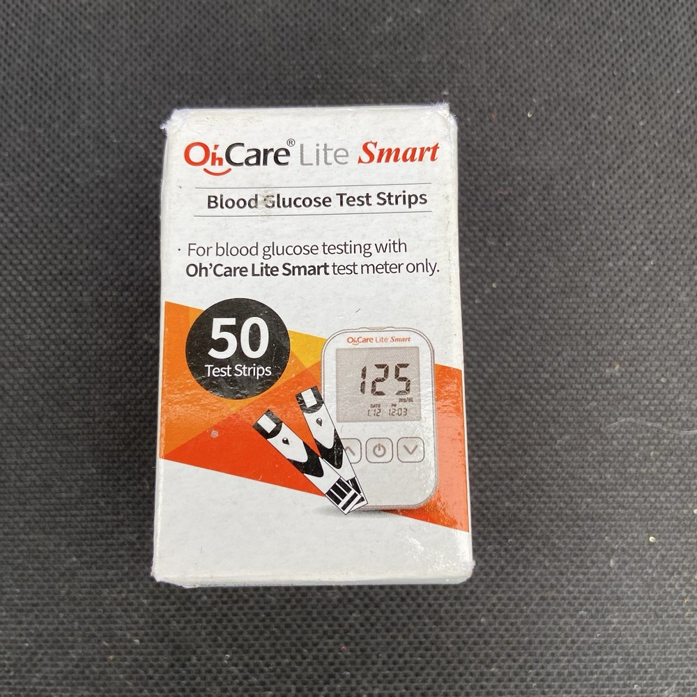 OhCare Lite Smart Blood Glucose Test Strips 50 Count Diabetic Testing