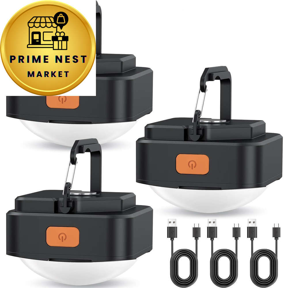 Rechargeable Camping Lights FLY2SKY 3Pcs Black Tent Mini