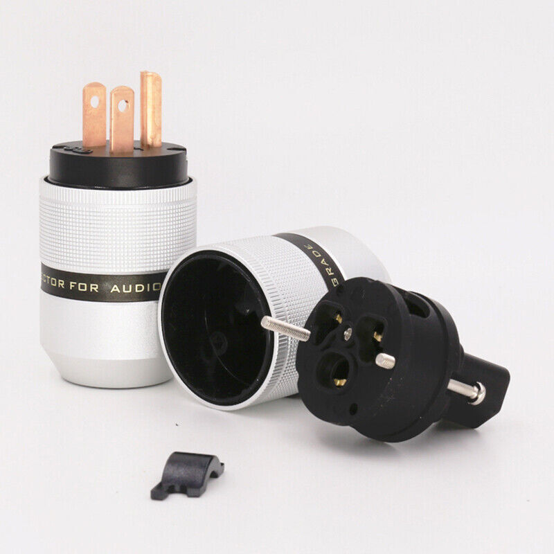 One pair Pure Copper AC Power Plug HIFI Audio Power Supply Cable US Plug