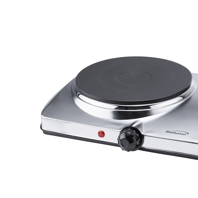 Electric Double Hotplate 1440W Temperature Control Automatic Shut-Off Easy Clean