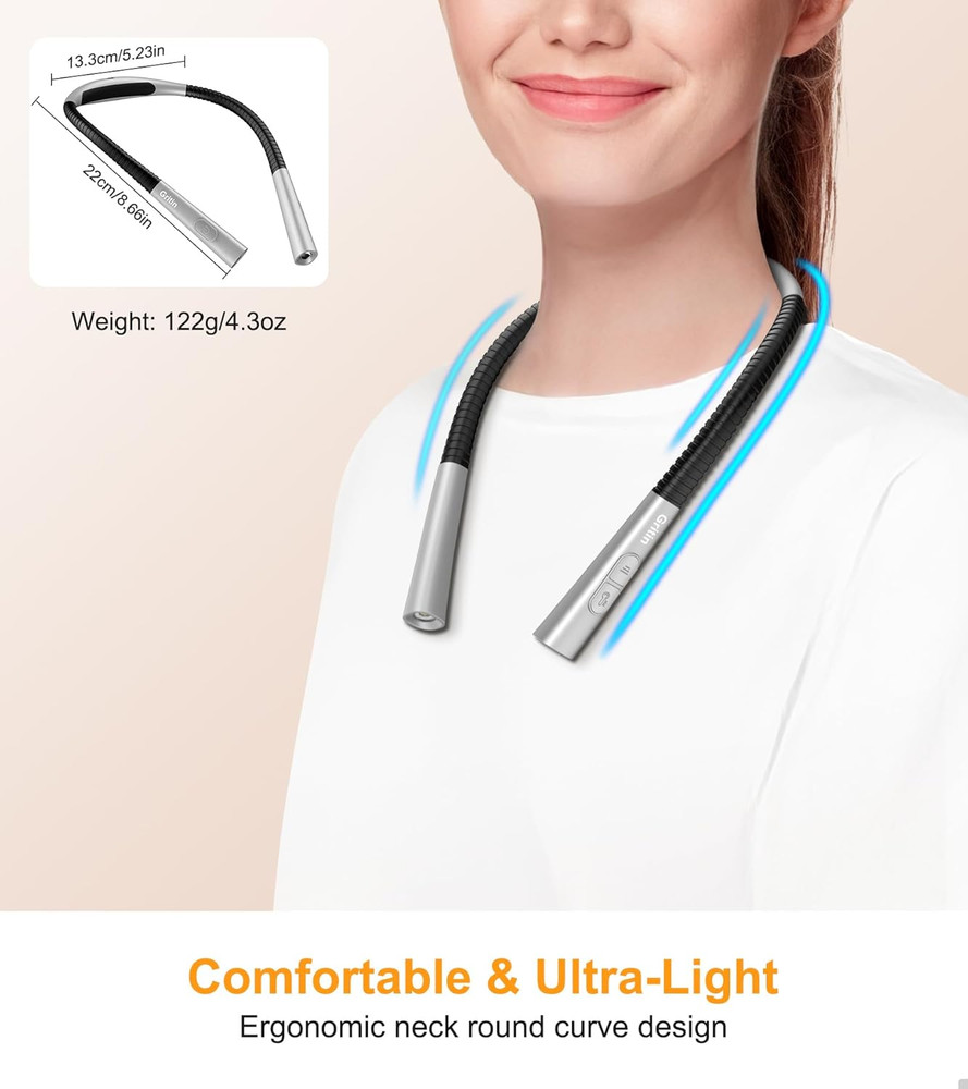 Book Light, Eye Caring 4-Color & 5-Brightness Neck Light Reading Light- Stepless