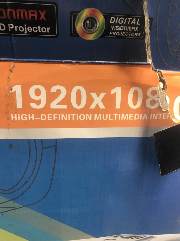 Used Tested Vision Max HD-2K LCD Projector 1920x1080 HDMI 3S Optimized Engine