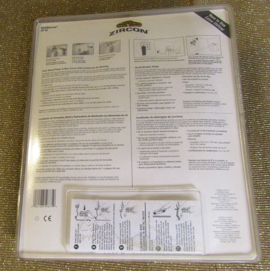 ZIRCON CF12 CIRCUIT FINDER- WITH BONUS StudSensor , BRAND NEW