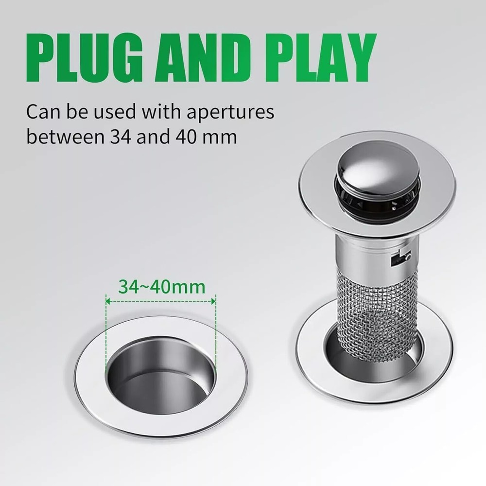 Universal Bathroom Sink Plug Stopper Wash Basin Core Bounce Pop Up Drain Filter