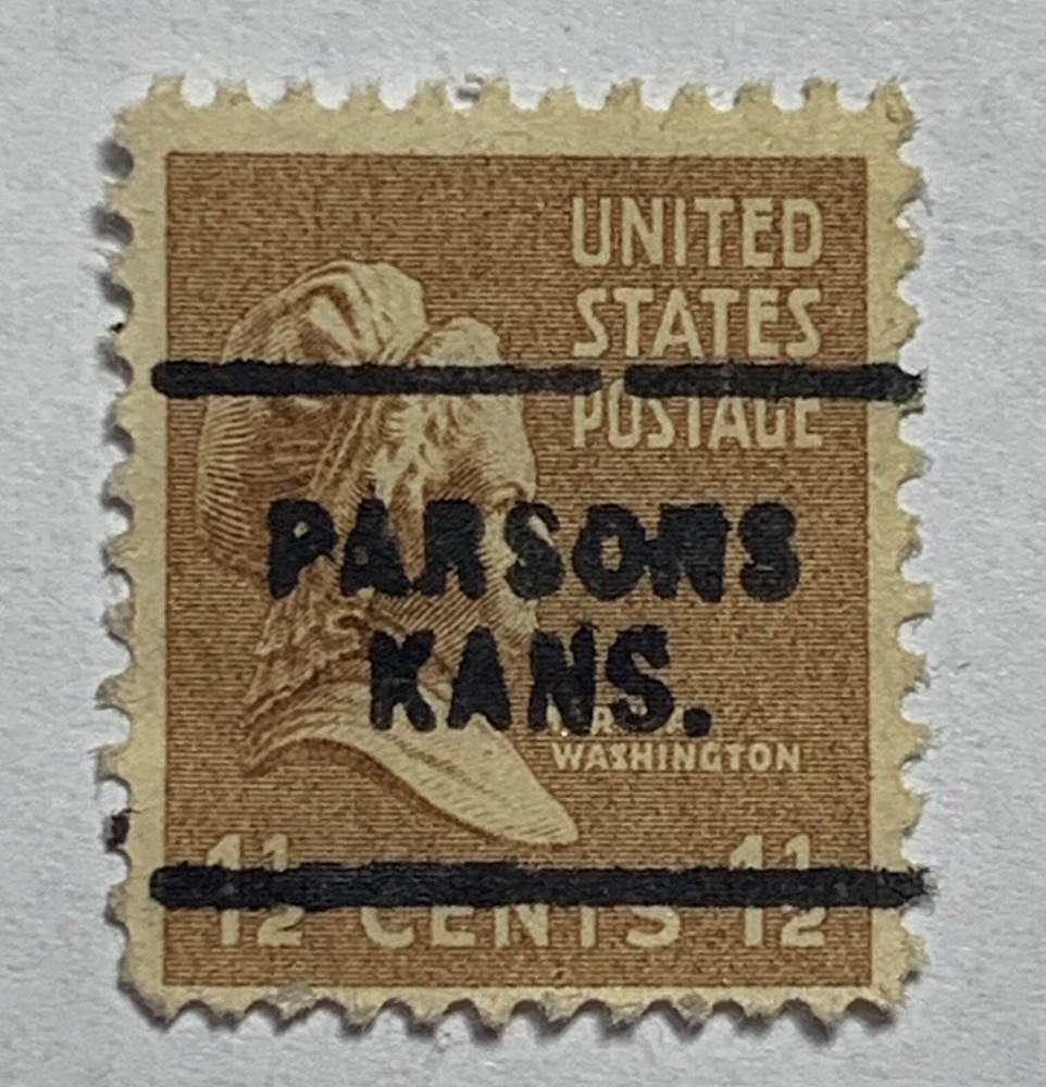 DOUBLED BOLD and BROKEN LINE ERROR PRECANCEL PARSONS ON 1.5C US STAMP