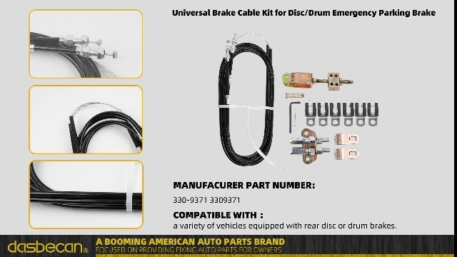 Universal Rear Disc/Drum Emergency Parking Brake Cable Kit - 110" Cables, E-Brak