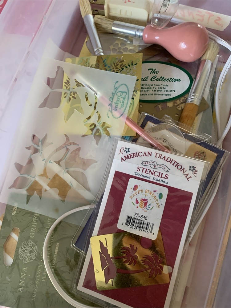 Brass Embossing Stencils Lot Templates Light Container