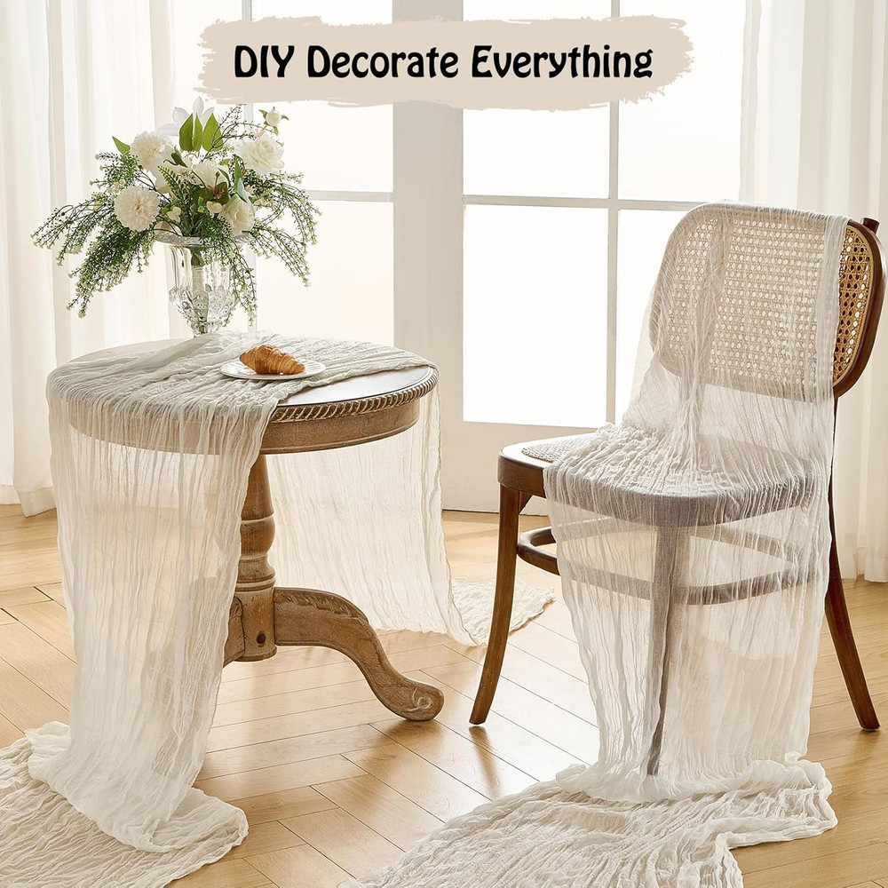 1 Pack Cheesecloth Table Runner -10FT Ivory White Boho Gauze Cheese Cloth Table