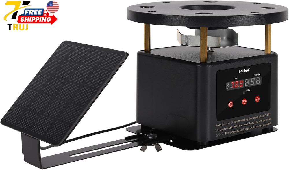 Deer Feeder Timer with Integrated Solar Panel Digital Automatic Metal Spin Plate