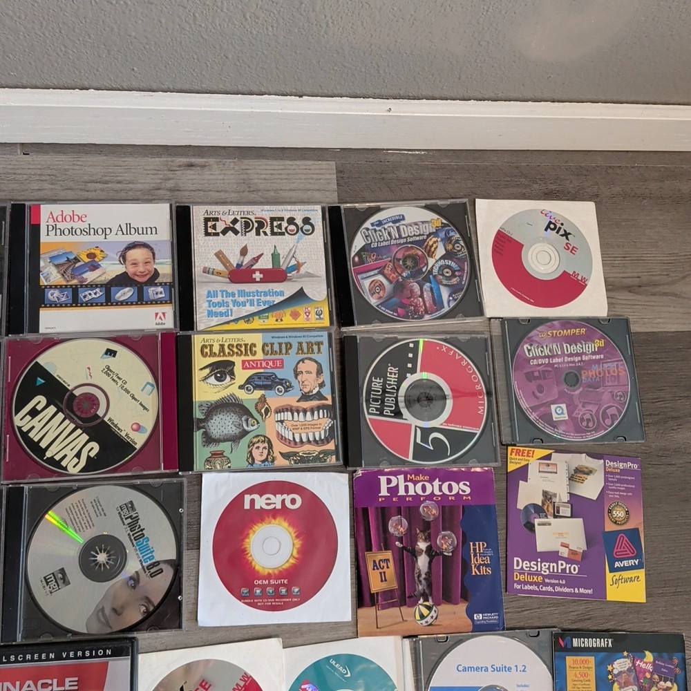 Vintage Computer Software CD-Rom Adobe Photoshop MGI Image Video Editor Clipart