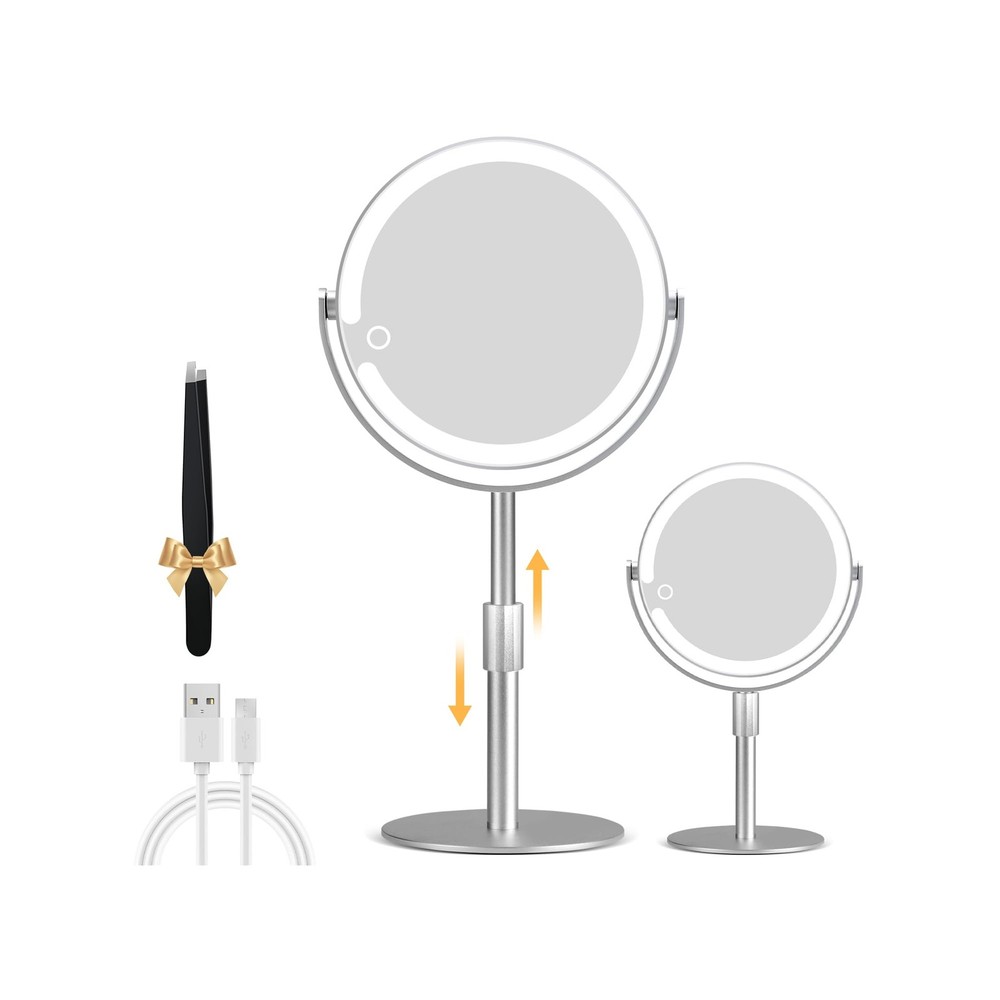 Magnifying Makeup Mirror 20X 8-Inch HD, Height-Adjustable - 3 Lighting Modes