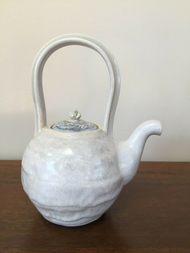 Studio Art Pottery Glazed Teapot & Cup Signed