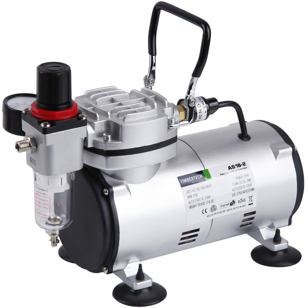 Timbertech Airbrush Kit With Compressor AS18-2K Basic Start Air...