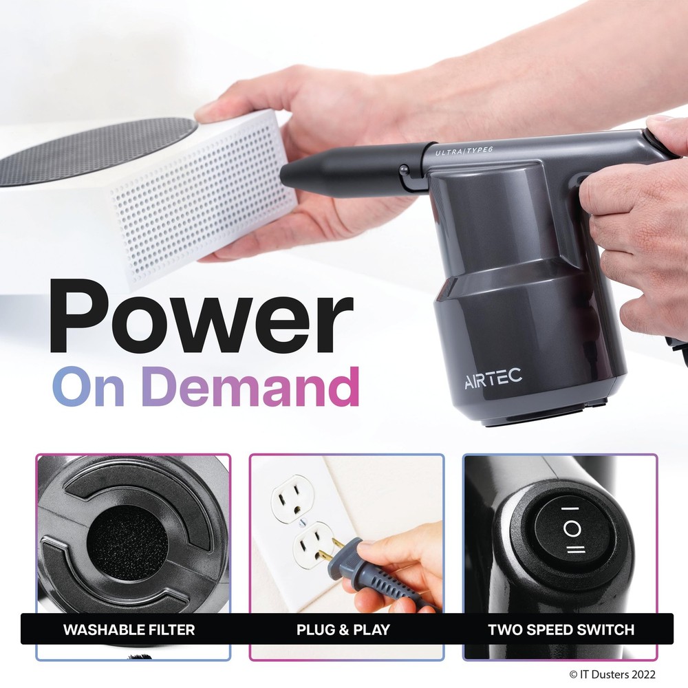 IT Dusters AirTec Ultra Electric Air Duster Blower for PC, Laptop, Console, E...