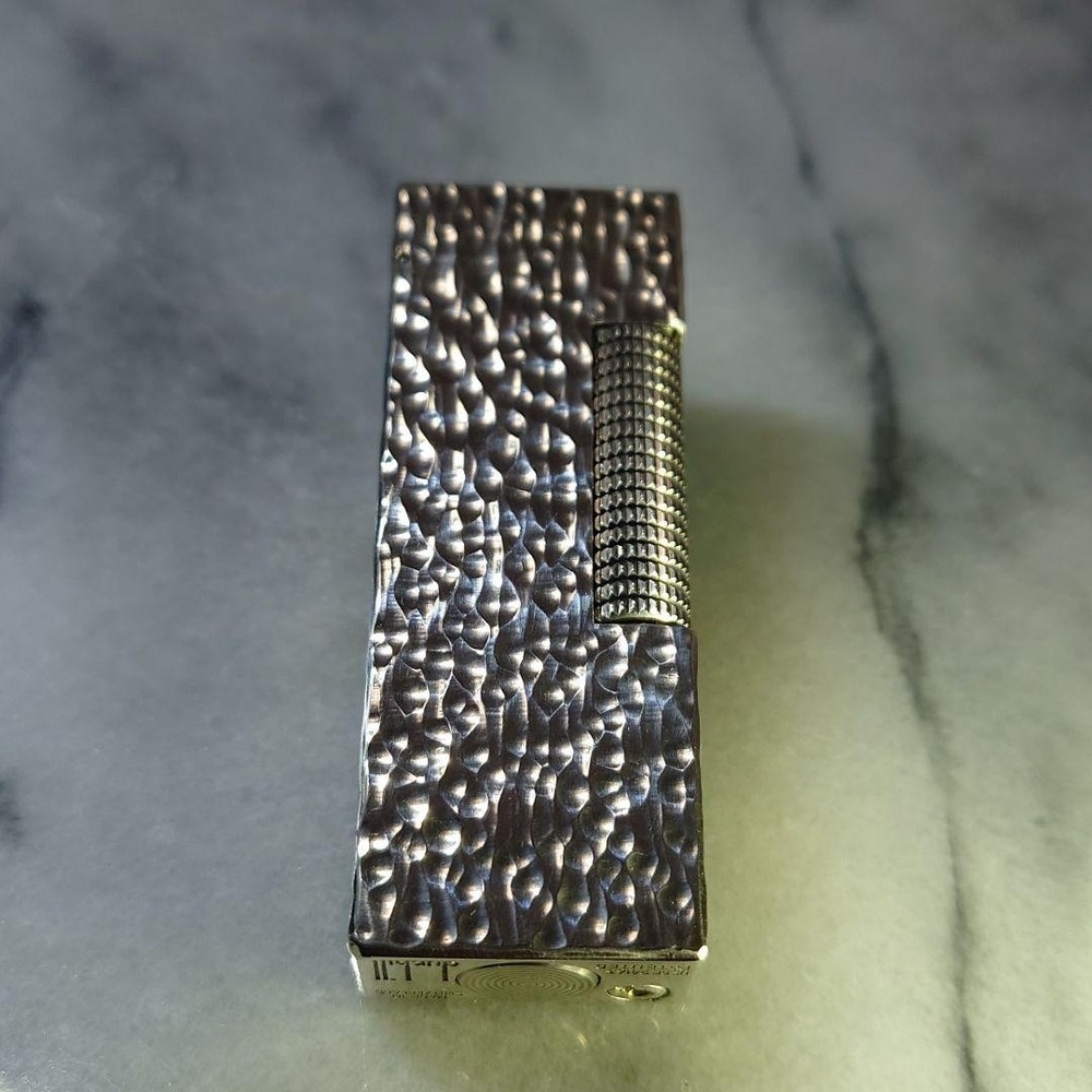 Vintage Dunhill Rolla gas lighter Silver Bark working condition