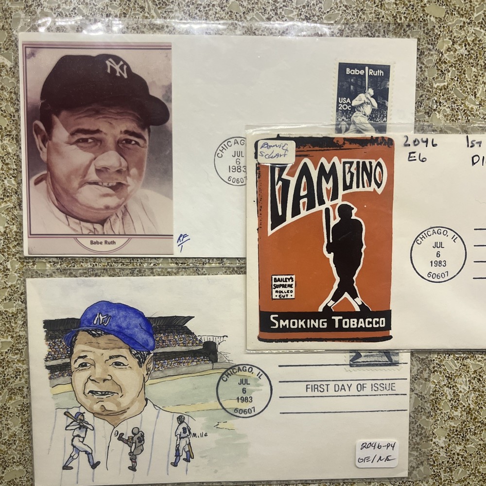 FDC 2046 Babe Ruth 67 Different Cachets RARE Postmarked Chicago And St. Vincent