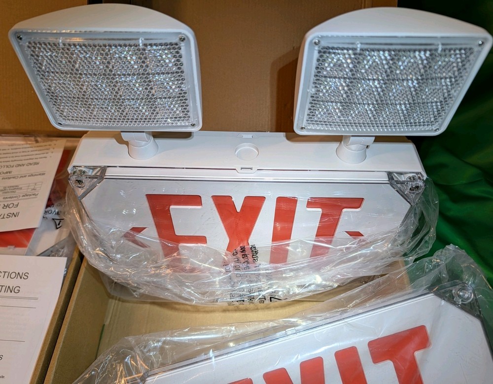 Saselux Red Exit Signs With Lights, Double Sided, 90 Min Battery Backup- 2 Pack!