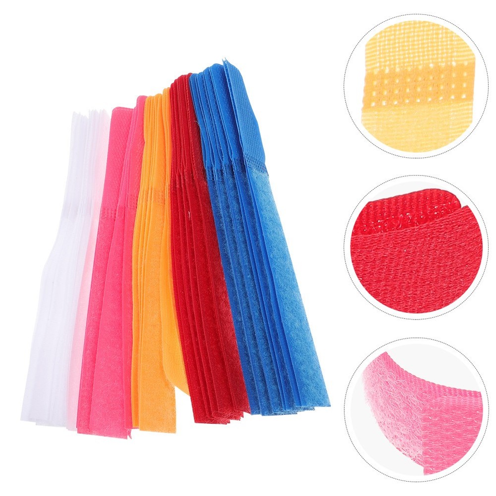 50pcs Cable Tie Appliance Cord Organizer Cable Hook And Loop Strap Random Color